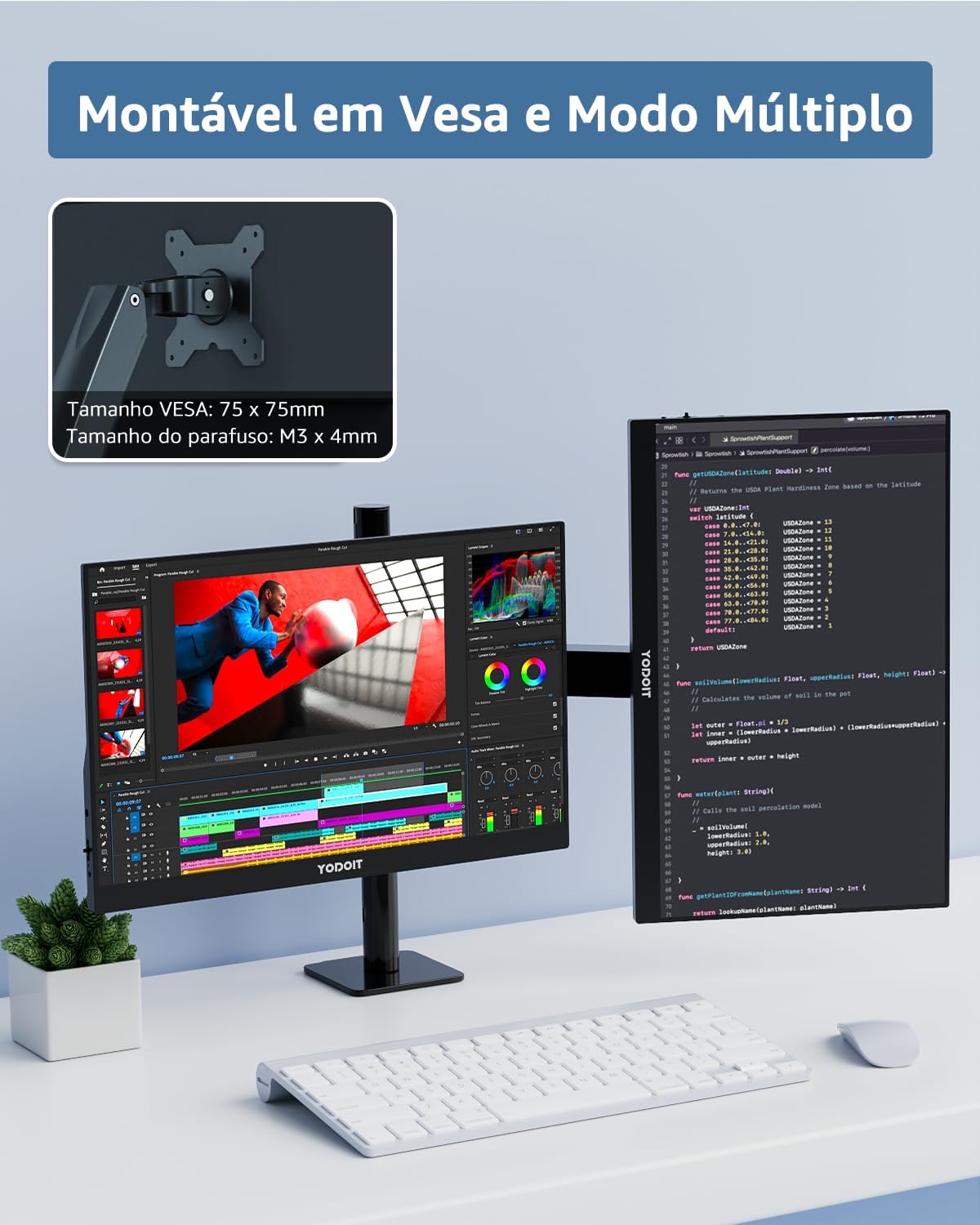 Yodoit Monitor Portátil 15,6" 1080P 100% SRGB FHD Tela com Porta USB Tipo C HDMI com Capa Inteligente Compatível com Laptop, PC, MacBook, Xbox, PS5, Phone: imagem adicional
